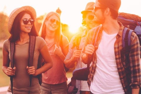A group of friends on a hike.